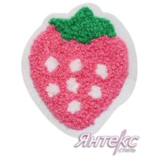 Нашивка махровая "Клубника" (разм.70х60 мм.) розовый Нашивка махровая "Клубника" (разм.70х60 мм.) розовый