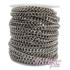 Цепочка декоративная металл арт. В-114 SF ( разм.5,5х 7,5х1,4 мм.) серебро (уп.25 м.)