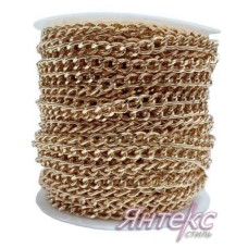 Цепочка декоративная металл арт. В-116 SF ( разм.6х 8,5х1,6 мм.) золото (уп.25 м.)