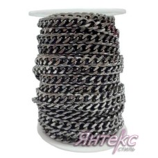 Цепочка декоративная металл арт. В-118 SF ( разм.7х9х1,8 мм.) темный никель (уп.10 м.)