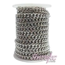 Цепочка декоративная металл арт. В-118 SF ( разм.7х9х1,8 мм.) серебро (уп.10 м.)