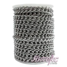 Цепочка декоративная металл арт. С-120 SF ( разм.7х10х2 мм.) серебро (уп.10 м.)