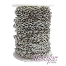 Цепочка декоративная металл арт. А-210 ( разм.4х 6х1 мм.) серебро (уп.25 м.)