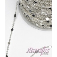 Цепочка декоративная для одежды с пайетками арт.7364 (разм.1,5х1,5 мм.) серебро (уп.30 м.)