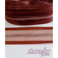 Лента декоративная (капрон) шир.35 мм. коричневый (уп.16м.) Лента декоративная (капрон) шир.35 мм. коричневый (уп.16м.)
