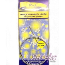 Спицы круговые d-1,5 мм. на тросике с иглой и размерником (дл.100см). Спицы круговые d-1,5 мм. на тросике с иглой и размерником (дл.100см).