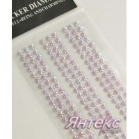 Стразы- наклейки арт.102 (разм.6 х27 см.) сиреневый перламутр  (уп.1 лист) 432 шт.