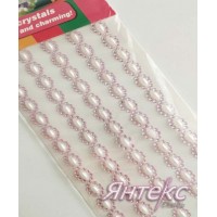 Стразы- наклейки арт.103 (разм.10 х11 см.) белый /розовый  (уп.1 лист) 5 полос