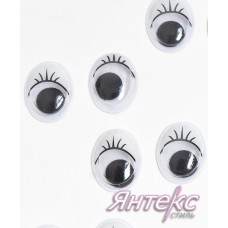 Глазки для игрушек с ресничками бегающие клеевые арт.3072 овальные (10*12мм.) белый (уп.50пар) Глазки для игрушек с ресничками бегающие клеевые арт.3072 овальные (10*12мм.) белый (уп.50пар)