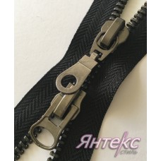 Молния метал 80см. Т-5\2 замка цвет-черный, звено-оксид Молния метал 80см. Т-5\2 замка цвет-черный, звено-оксид