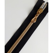 Молния спираль декоративная 70см. Т-7 разъемная (черная/золото) Молния спираль декоративная 70см. Т-7 разъемная (черная/золото)